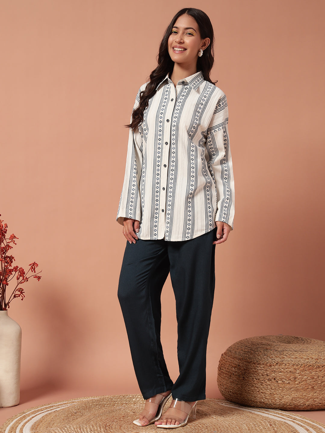 Women Co Ord set - WHITE NAVY