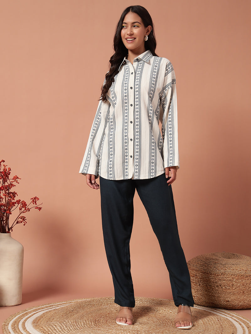 Women Co Ord set - WHITE NAVY