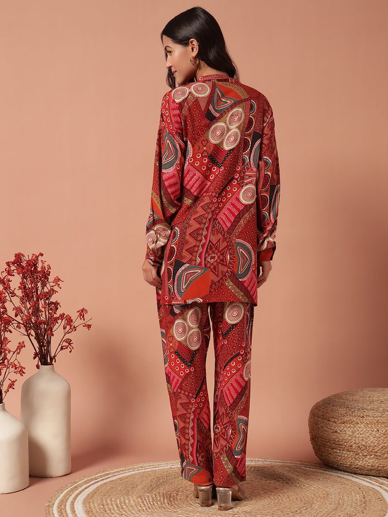 Women Co Ord set - BRICK RED