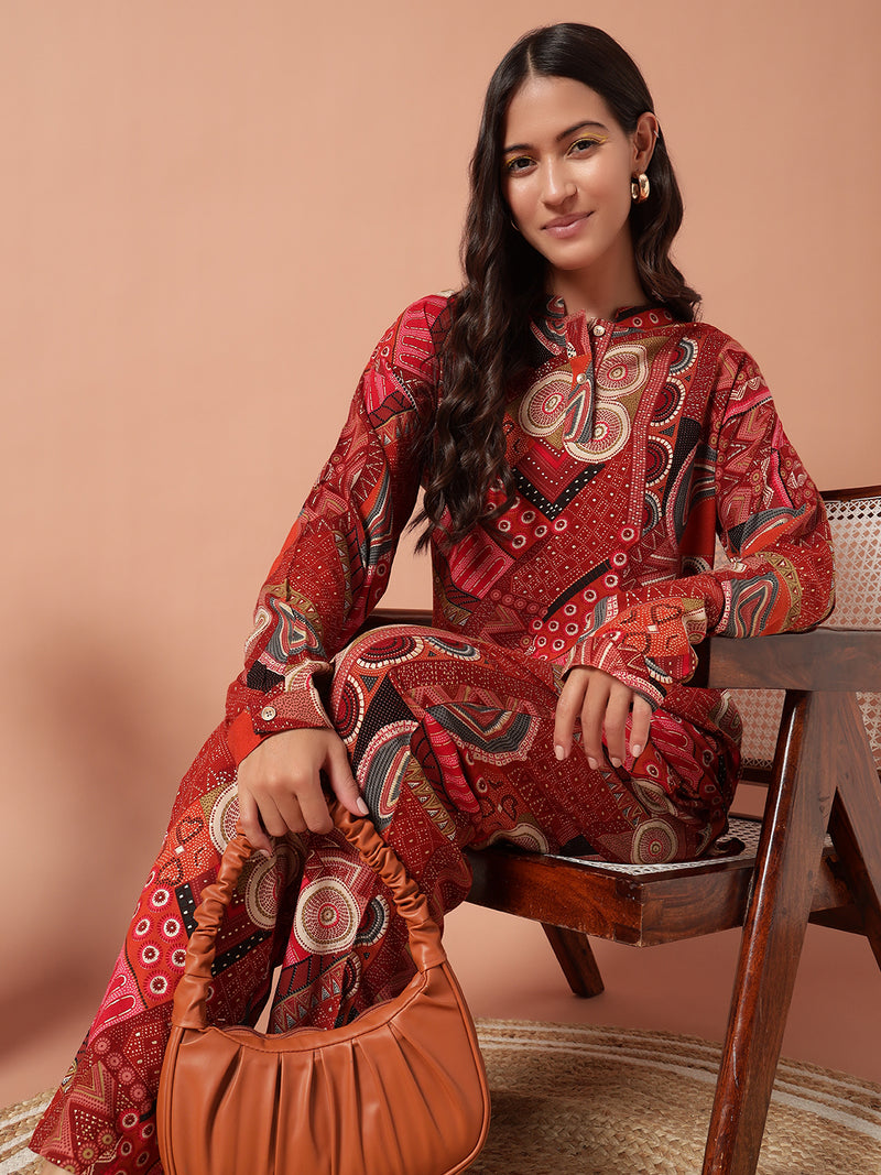 Women Co Ord set - BRICK RED