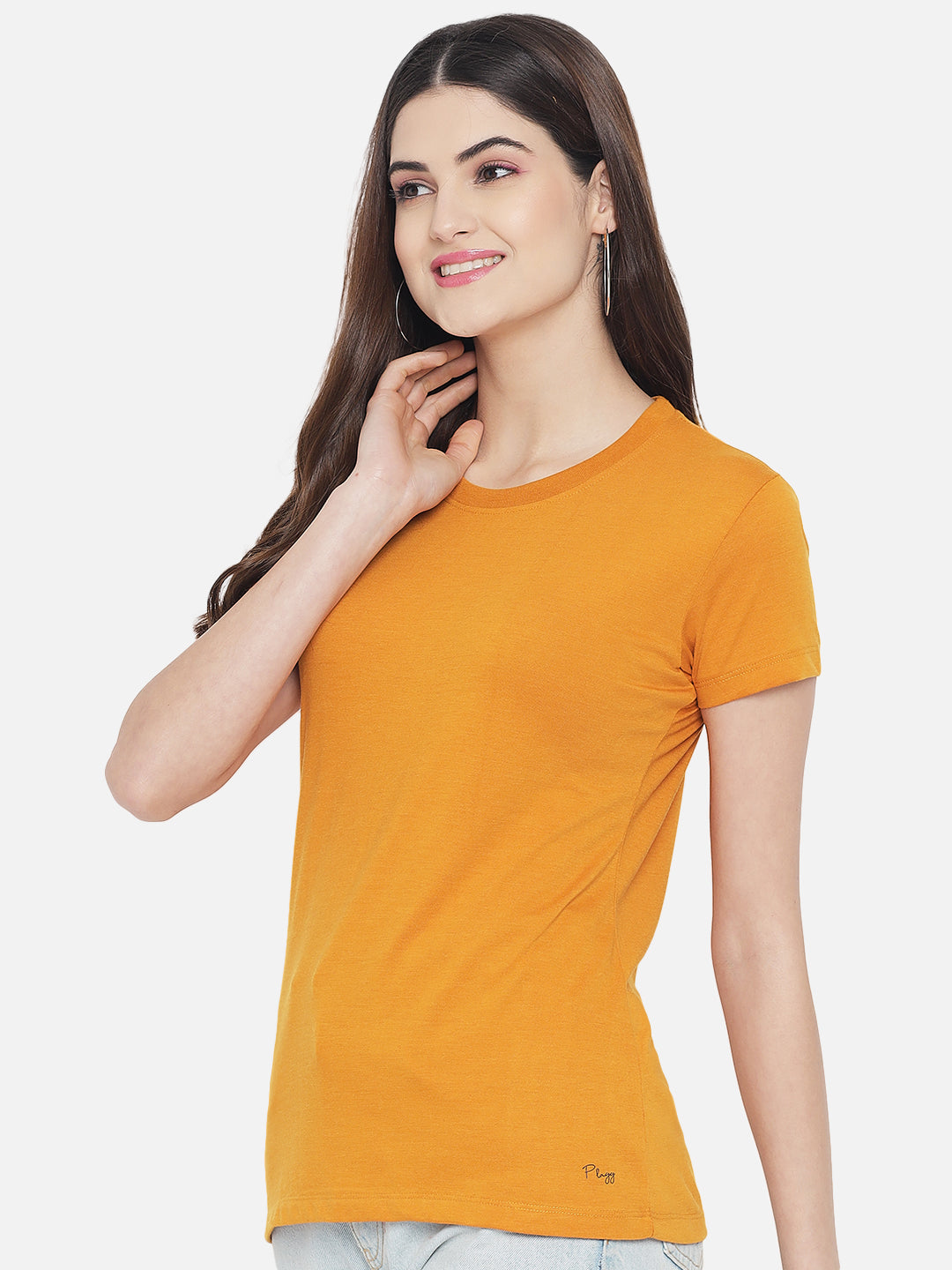 WOMEN COTTON SOLID HALF SLEEVE T-SHIRT