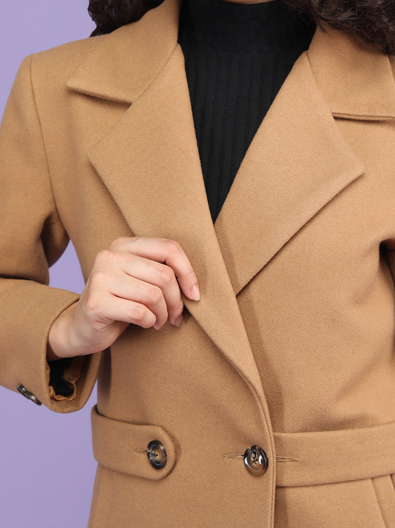 Khaki Belted Premium Woolen Overcoat