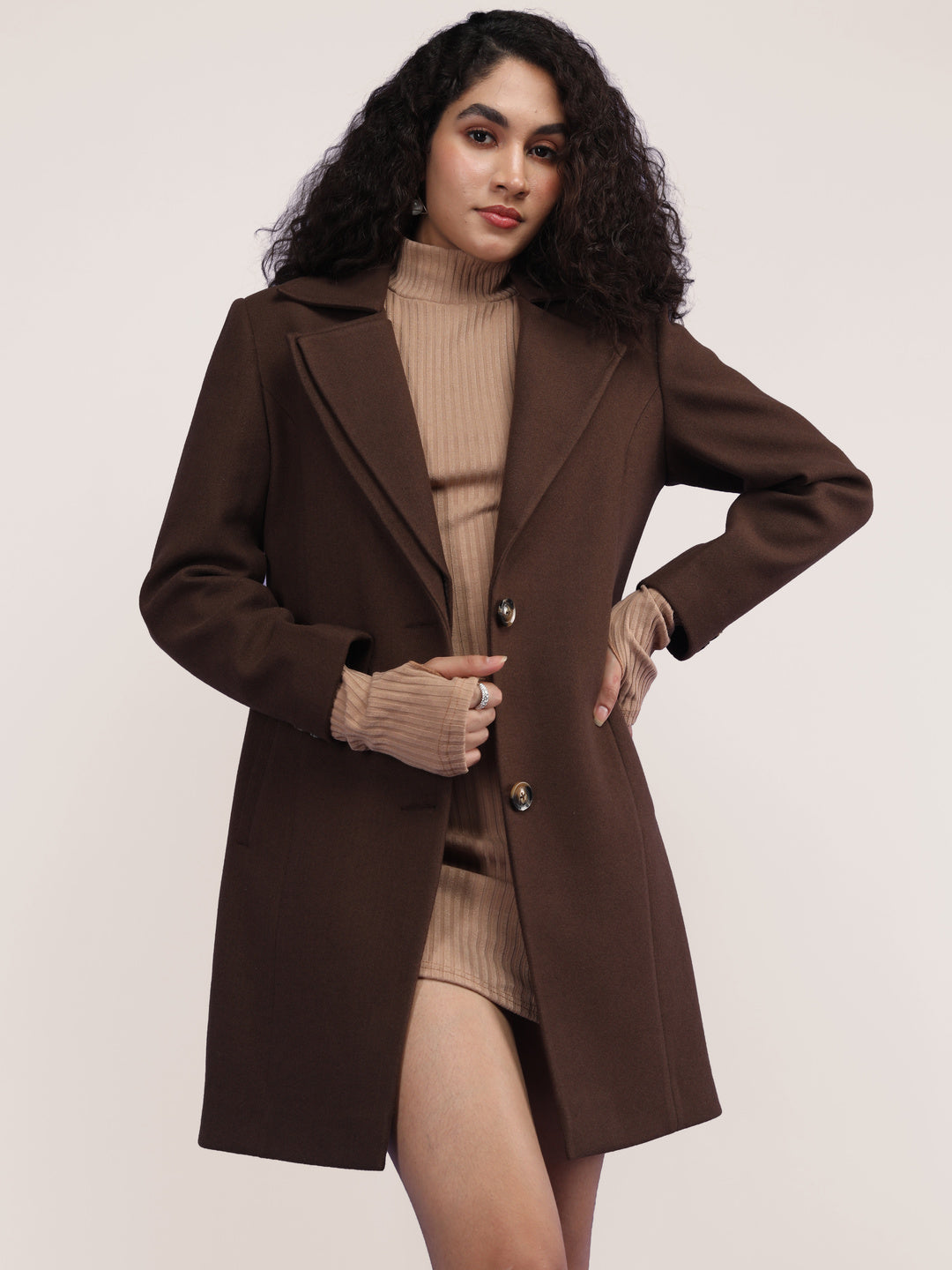 Cigarbrown Longline Winter Trench Coat
