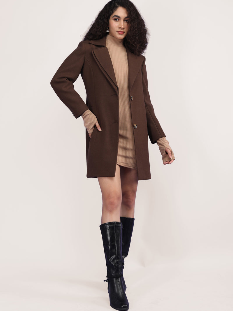 Cigarbrown Longline Winter Trench Coat