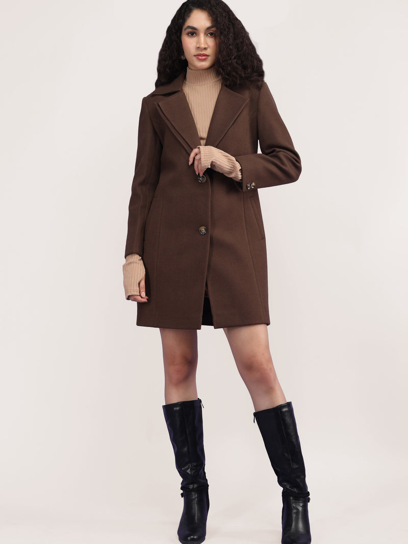 Cigarbrown Longline Winter Trench Coat
