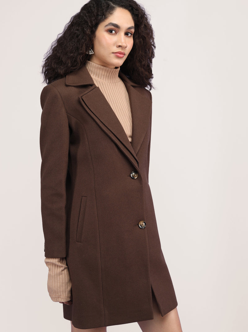 Cigarbrown Longline Winter Trench Coat