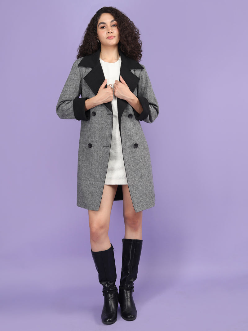 Black Checkered Winter Coat