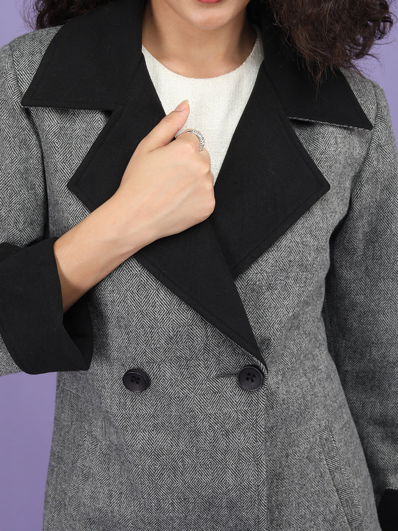 Black Checkered Winter Coat