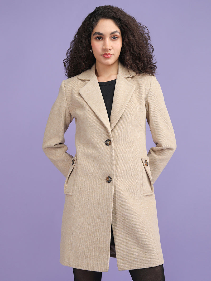 Citrus Brown Longline Winter Trench Coat
