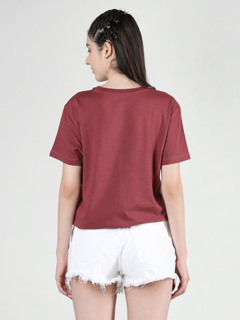 Women Cotton Half Sleeve Loose Fit Printed T-Shirt