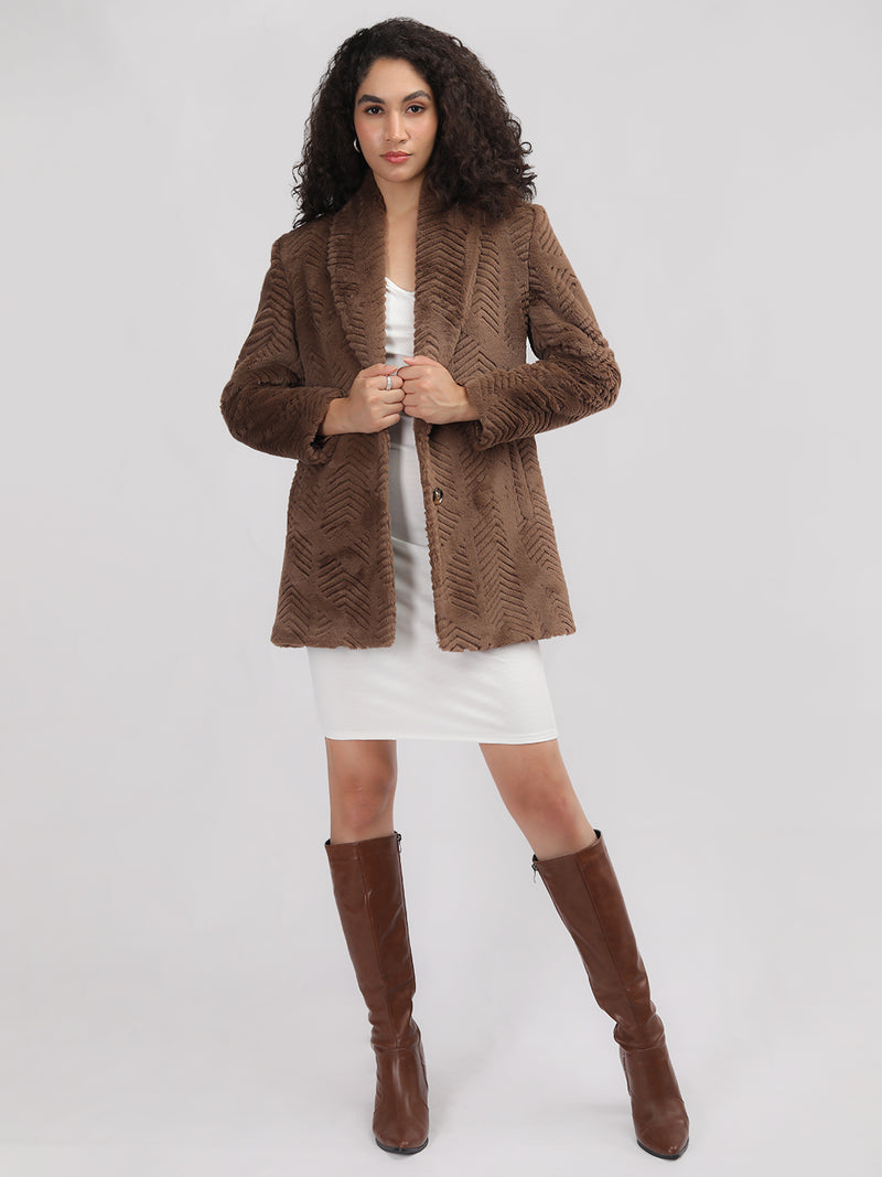Dark Brown Faux Furr Winter Coat