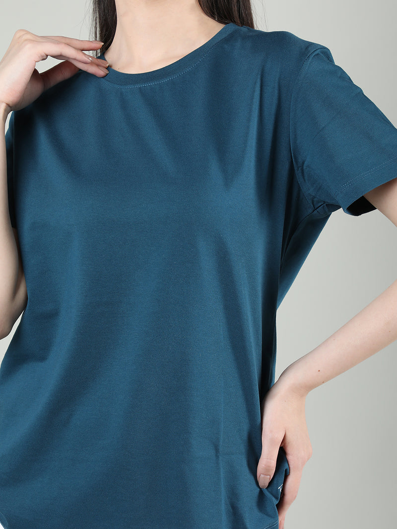 Women Cotton Half Sleeve Loose Fit T-Shirt