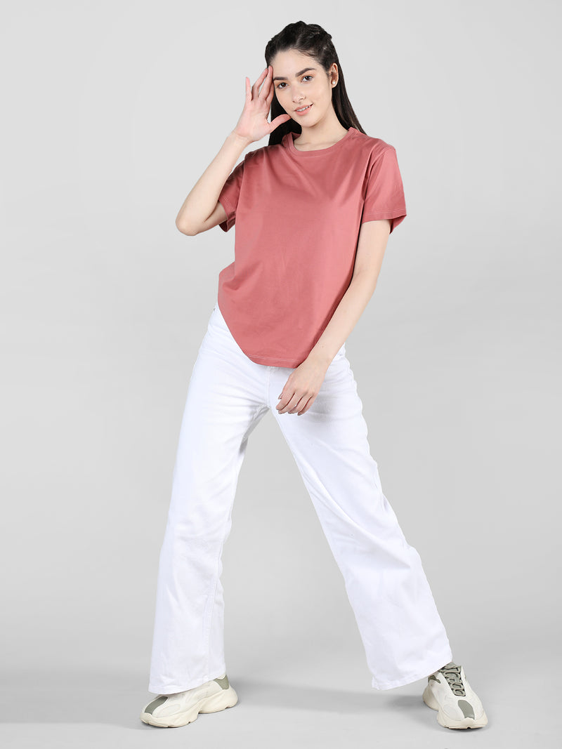 Women Cotton Half Sleeve Loose Fit T-Shirt