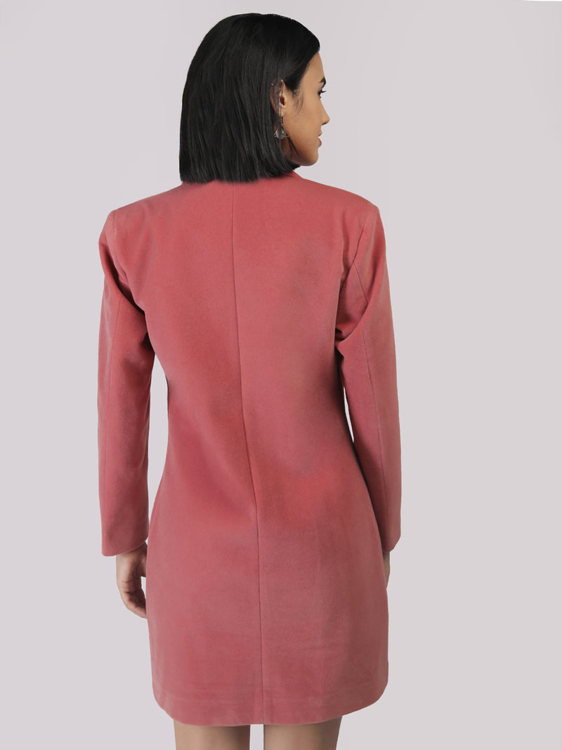 Blush Notched Lapel Winter Trench Coat