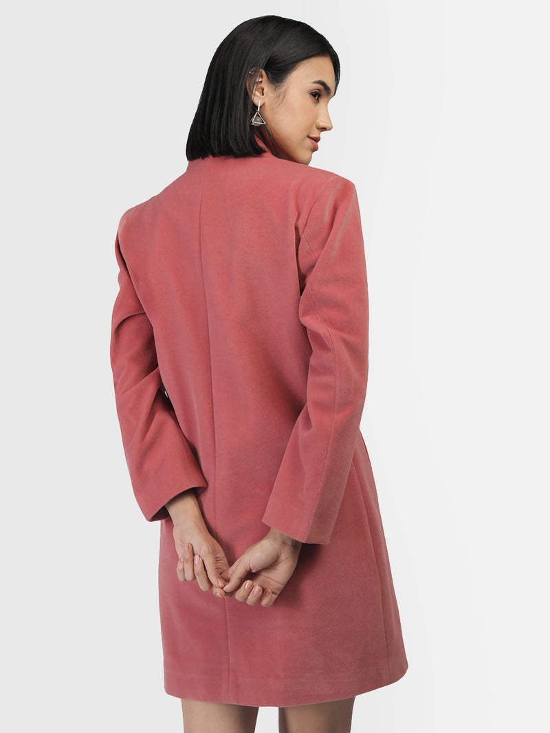 Blush Notched Lapel Winter Trench Coat