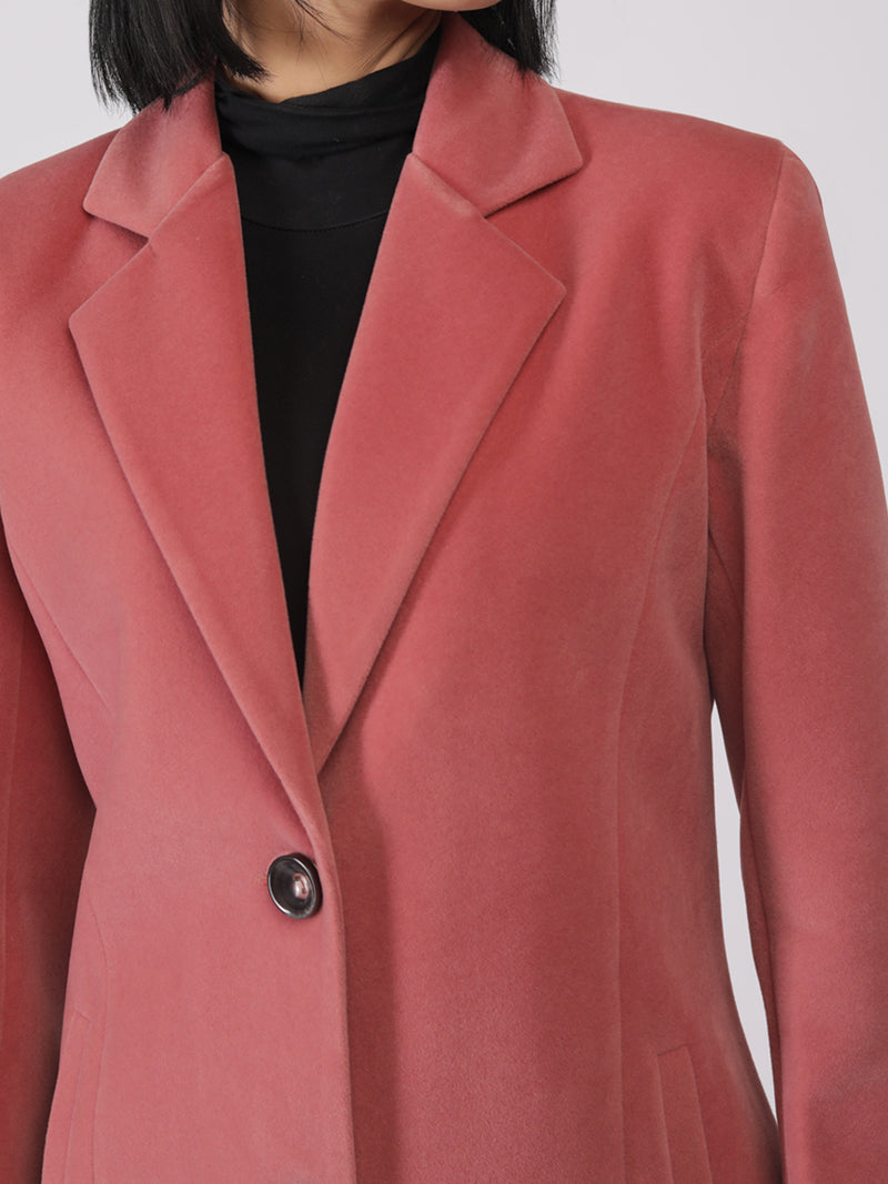 Blush Notched Lapel Winter Trench Coat