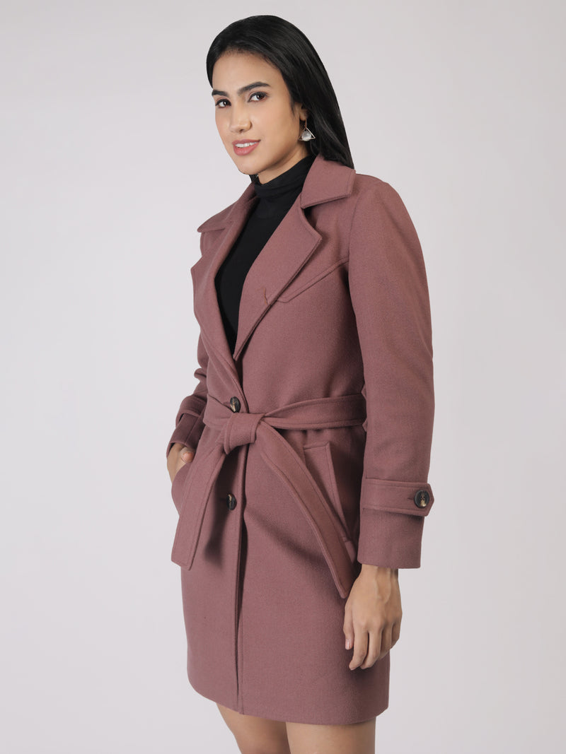 Mauve Winter Coat with Belt