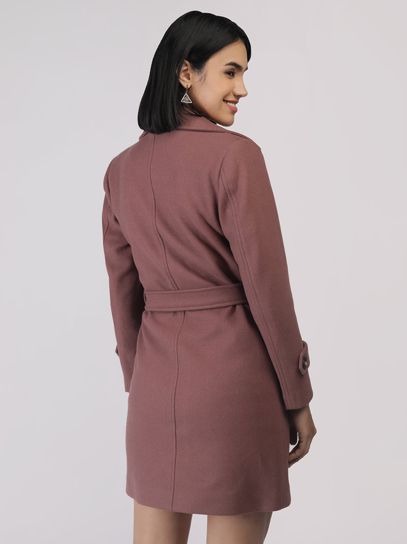 Mauve Winter Coat with Belt
