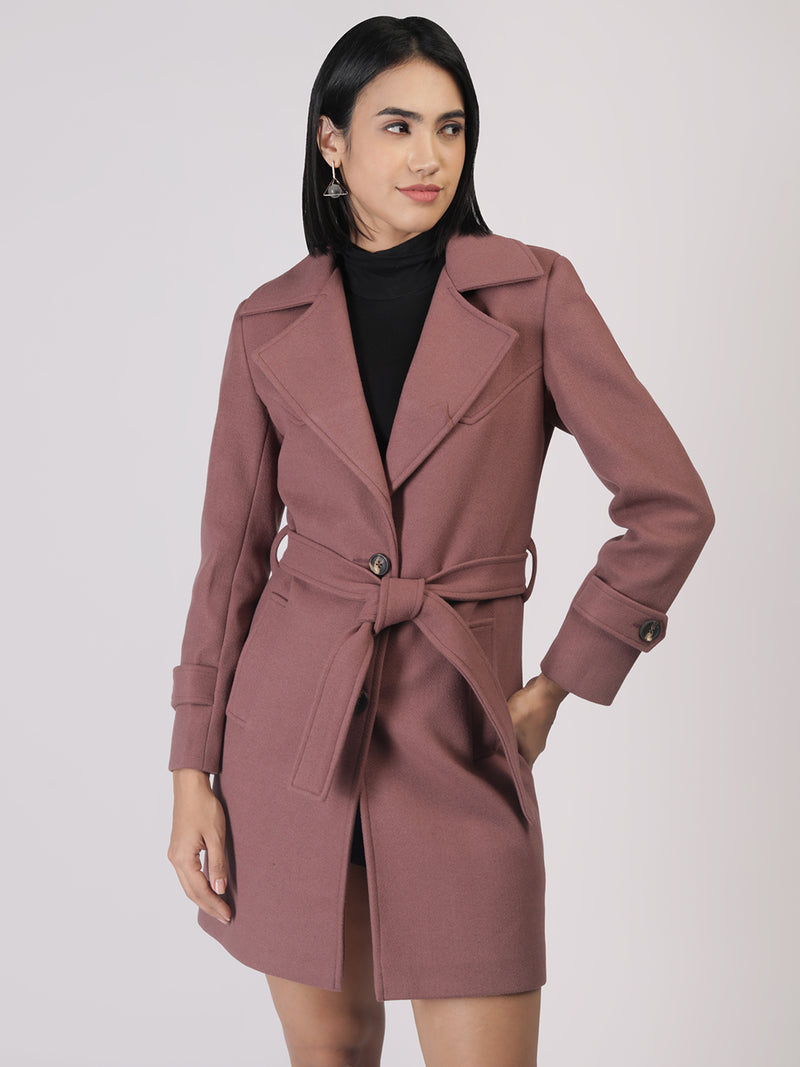 Mauve Winter Coat with Belt