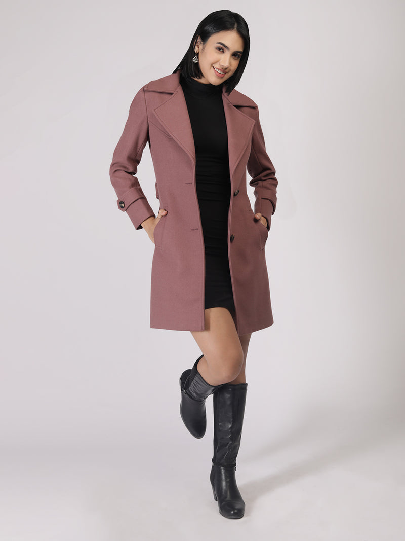 Mauve Winter Coat with Belt