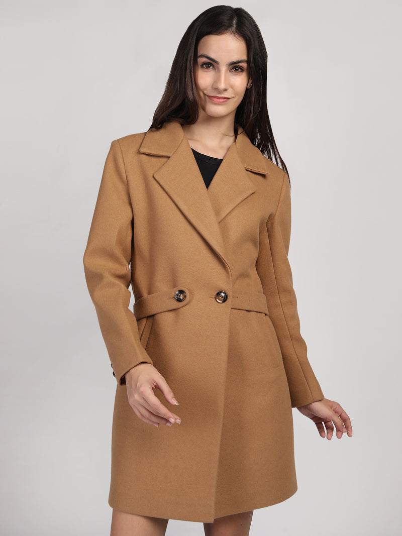 Khaki Belted Premium Woolen Overcoat