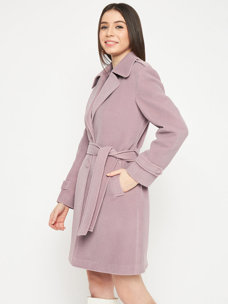Tweed Belted Longline Winter Overcoat- FRENCH LILAC