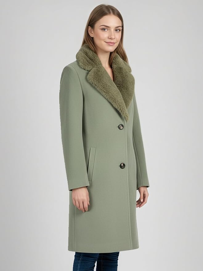 Green Faux Fur Long Coat