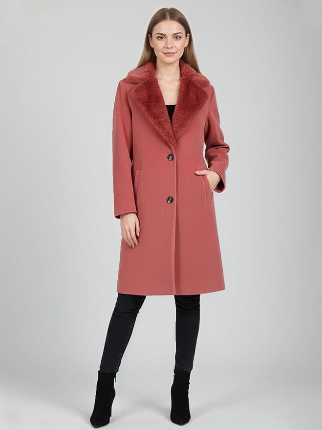 Red Faux Fur Long Coat