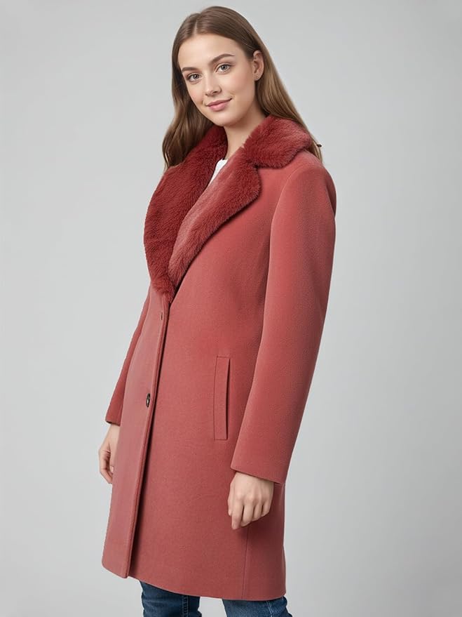 Red Faux Fur Long Coat