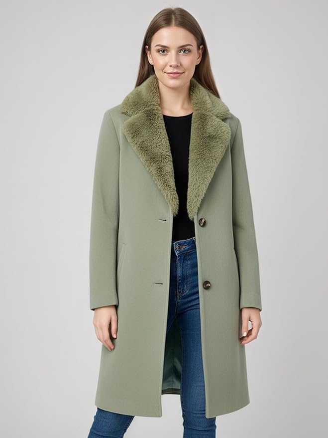 Green Faux Fur Long Coat