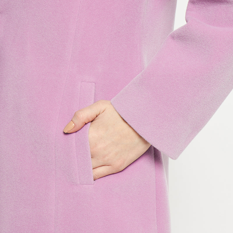 Lavender Notched Lapel Winter Trench Coat