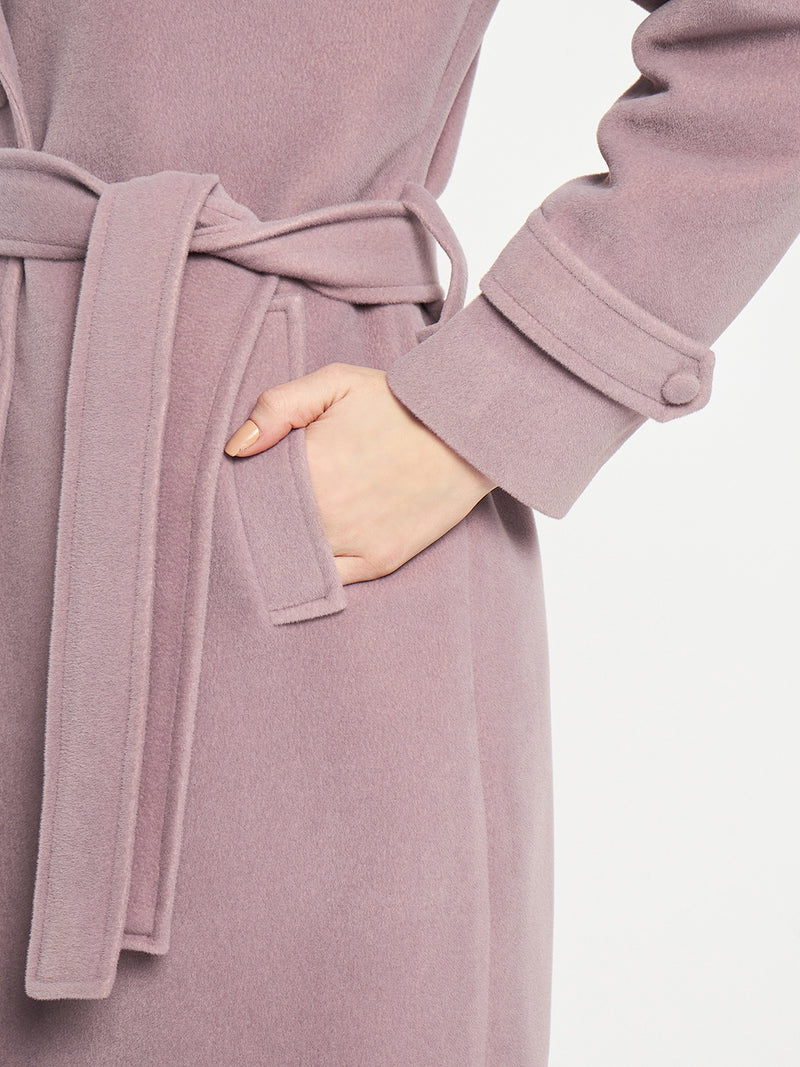 Tweed Belted Longline Winter Overcoat- FRENCH LILAC