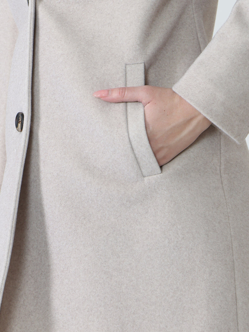 Oatmeal Faux Fur Collar Long Coat