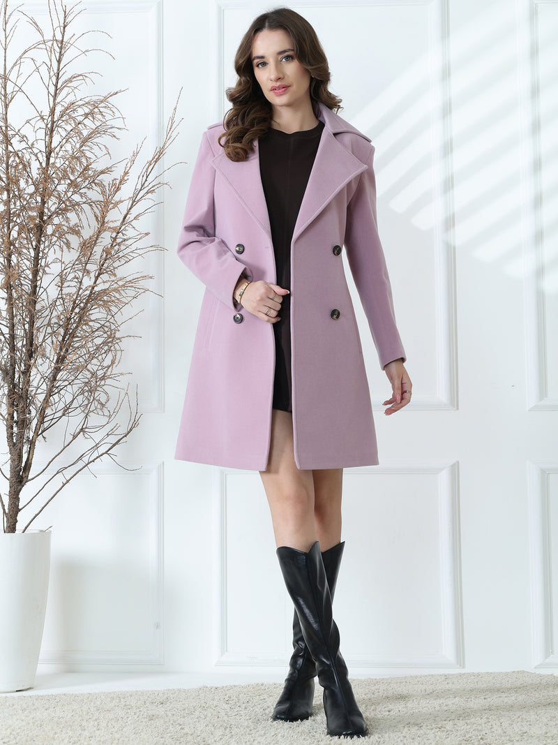 Lavender Double-Breasted Trench Coat