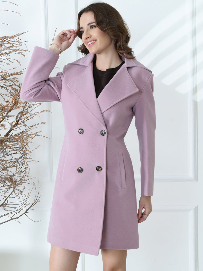 Lavender Double-Breasted Trench Coat