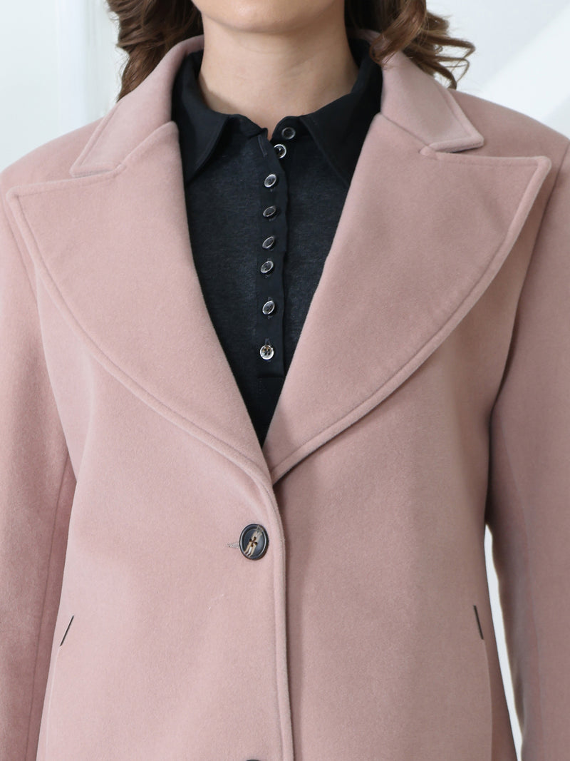 Rose Pink Winter Trench Coat
