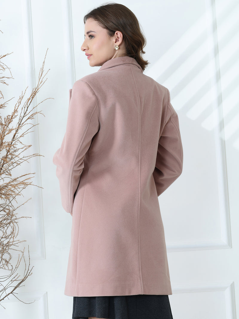 Rose Pink Winter Trench Coat