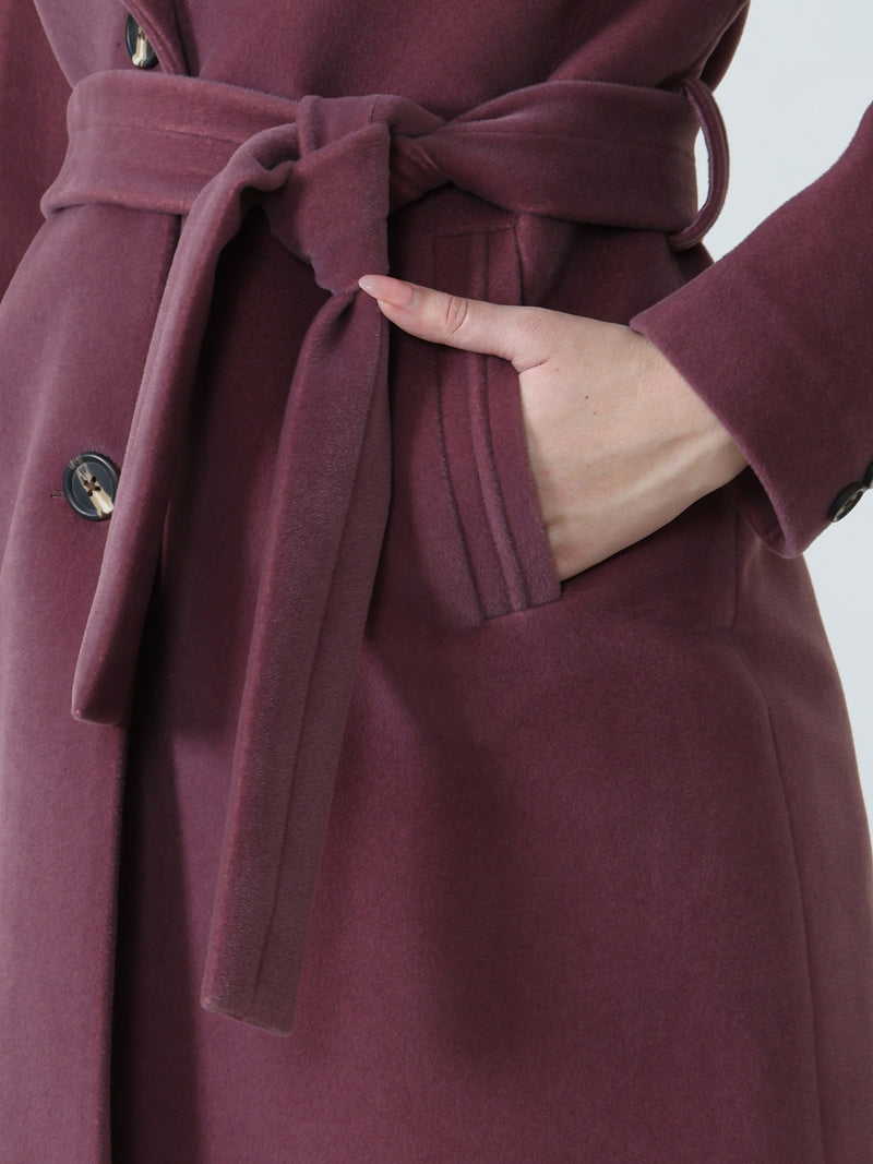 Plum Belted Winter Trench Coat