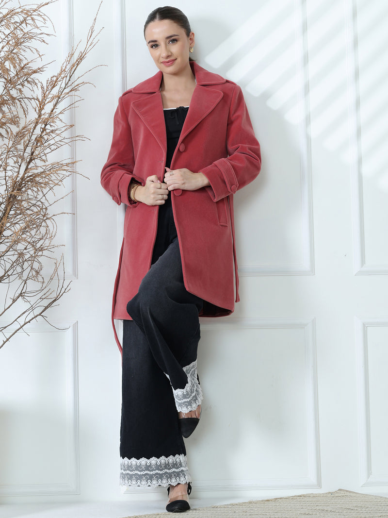 Blush Belted Long Coat