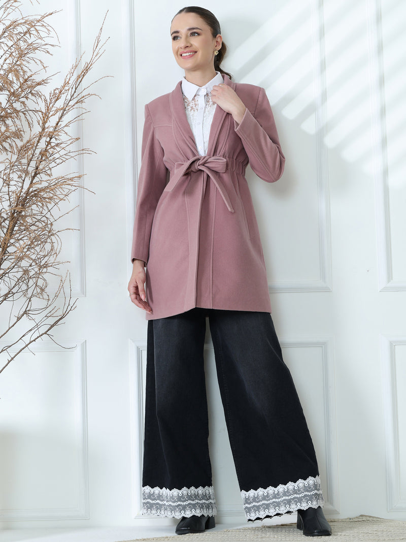 Nude Pink Belted Overcoat