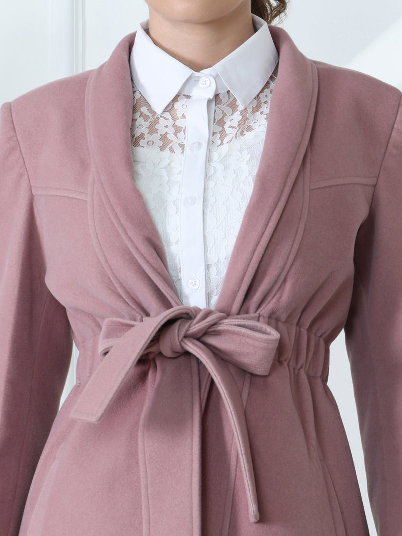 Nude Pink Belted Overcoat