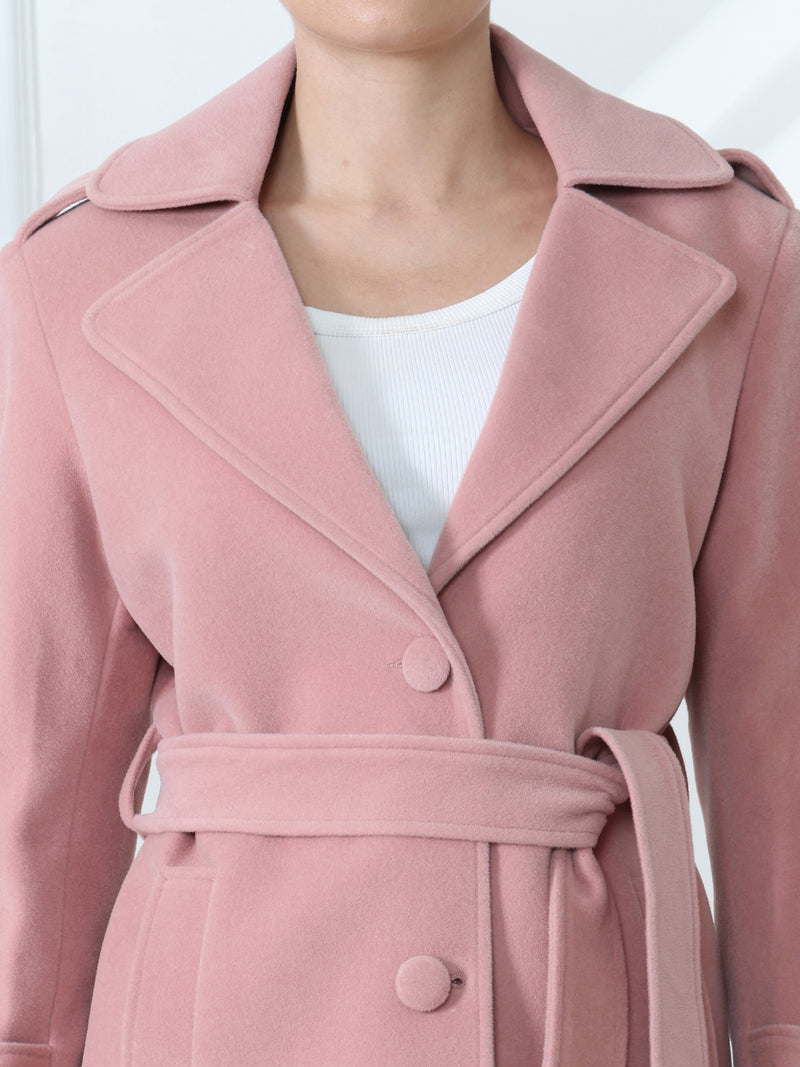 Soft Pink Long Trench Coat