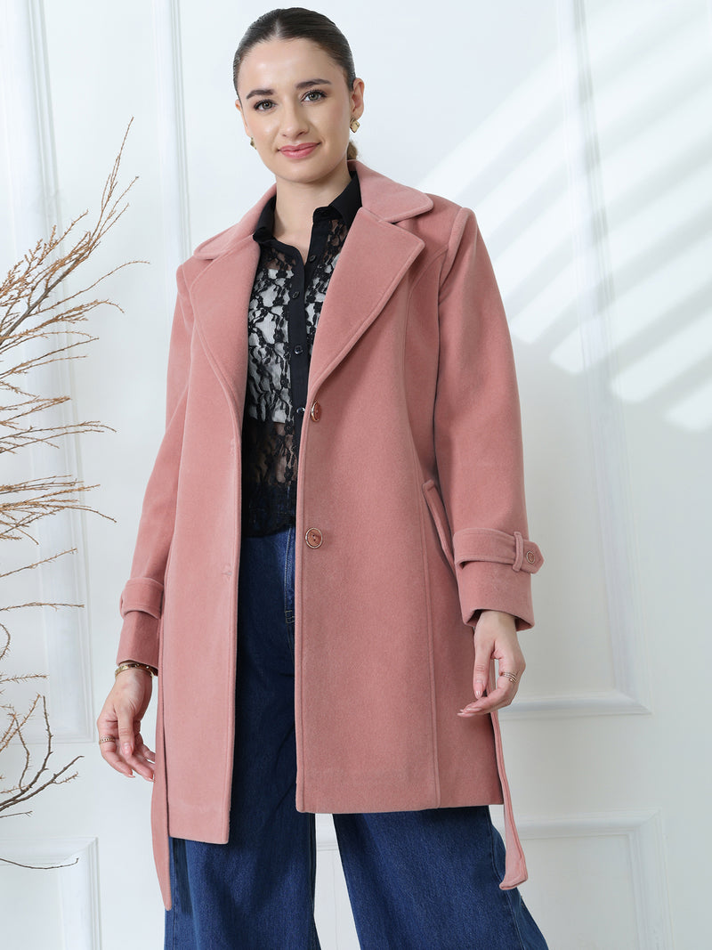 Soft Rose Belted Trench Coat