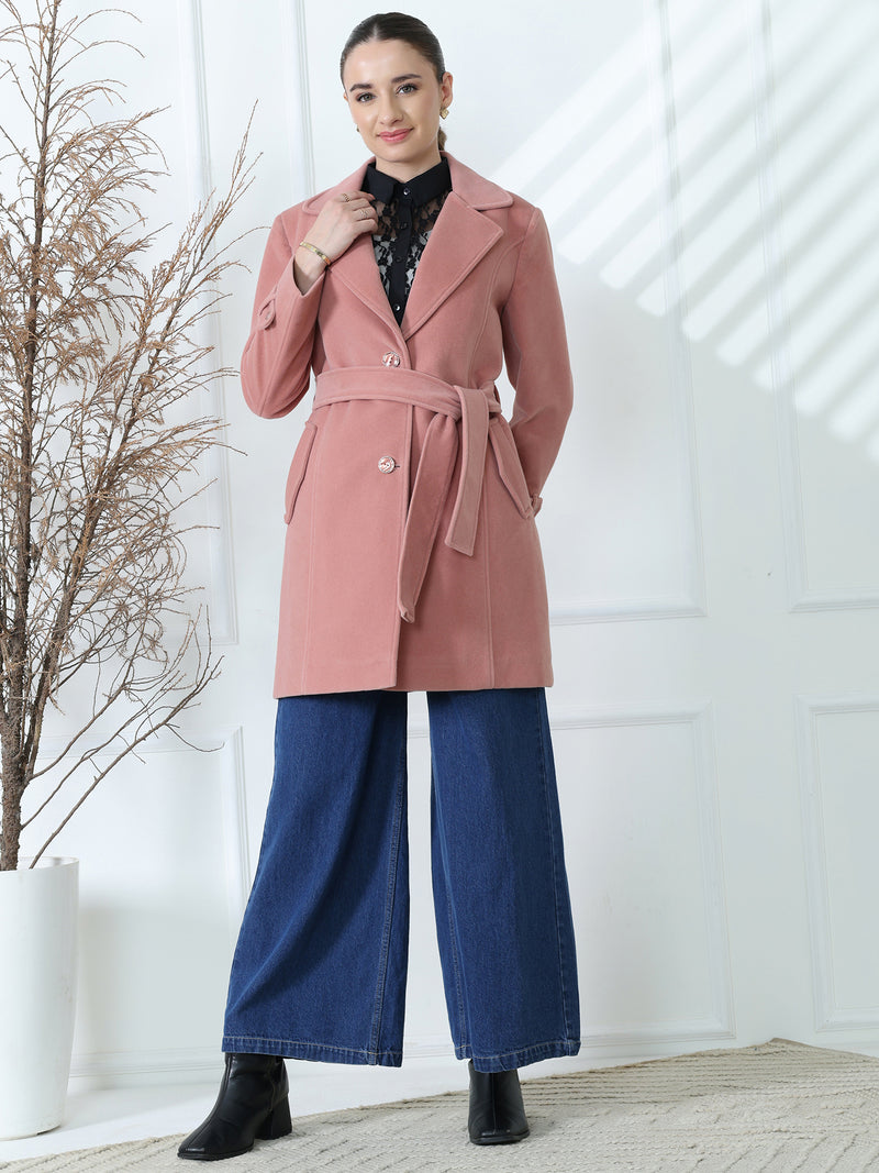 Soft Rose Belted Trench Coat
