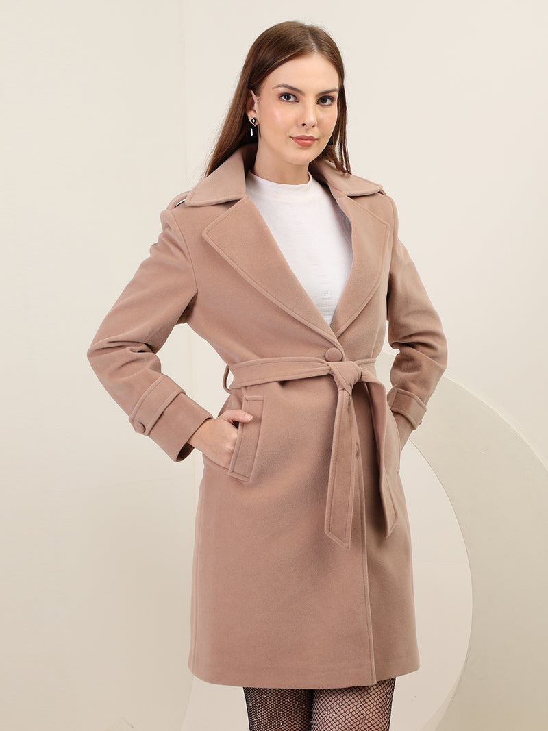 Fawn Longline Belted Winter Overcoat