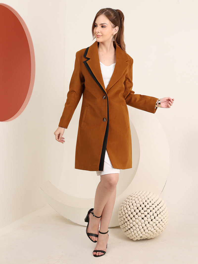 Brown Longline Winter Woolen Coat