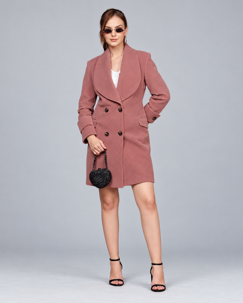 Lilac Longline Doublebreasted Winter Trench Coat