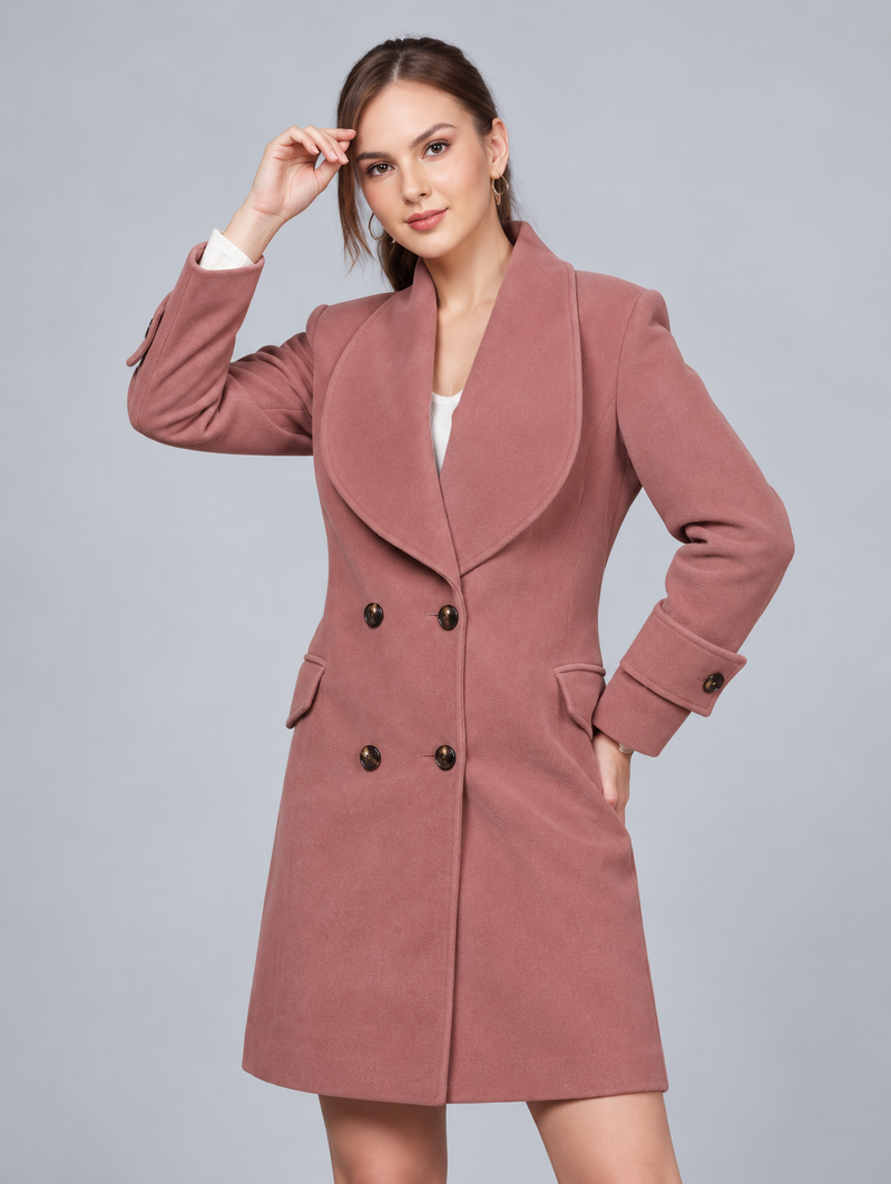 Lilac Longline Doublebreasted Winter Trench Coat