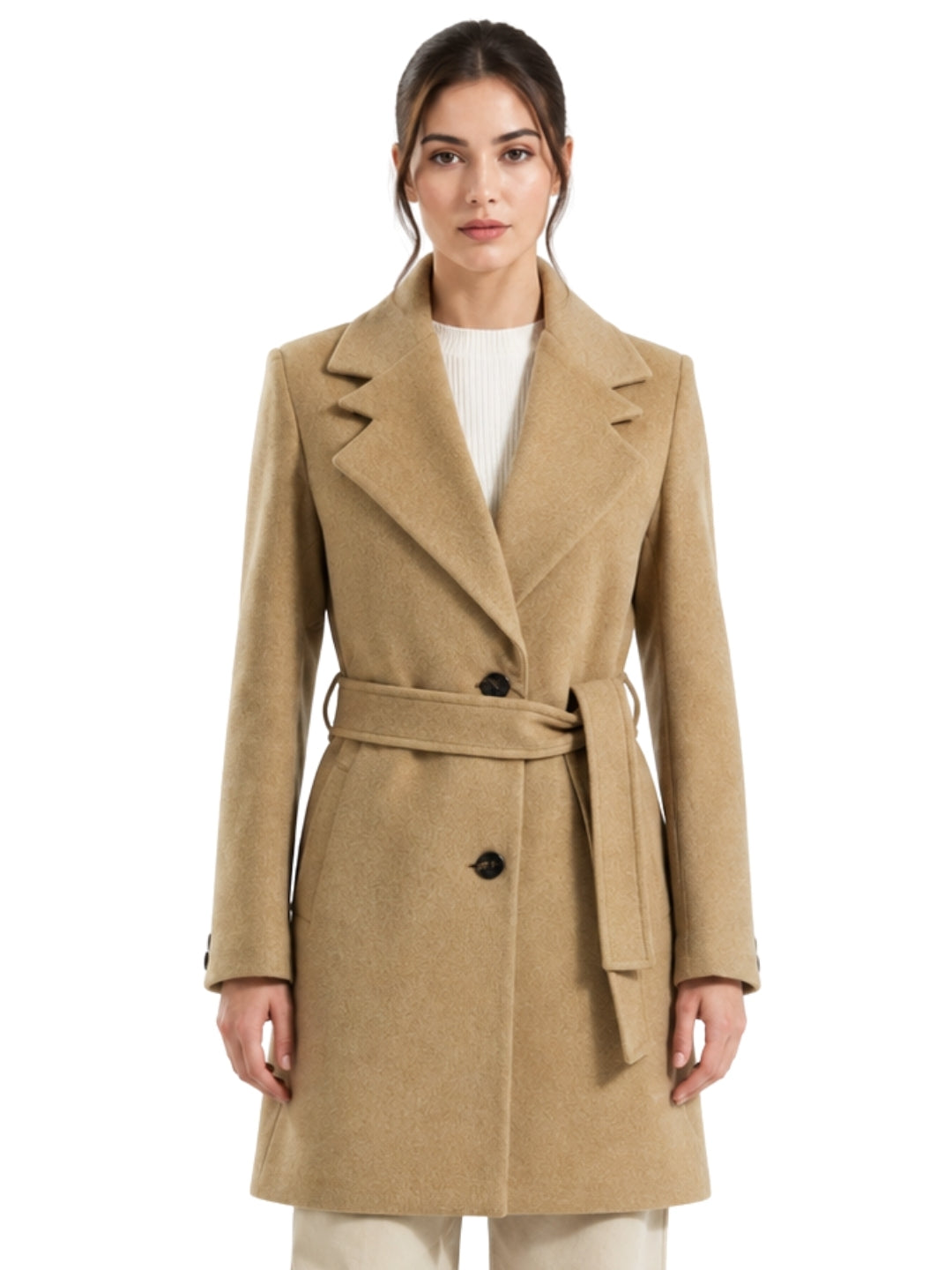 Apricot Long Trench Overcoat