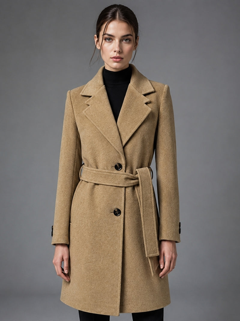 Apricot Long Trench Overcoat
